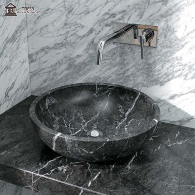 China Would Make Standard Holes Hot Selling Freestanding Modern Black Marble Wash Basin Sink Bathroom for sale