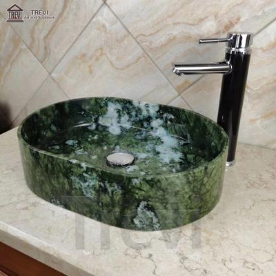 China Would Free Standard Holes Custom Design Natural Green Stone Bathroom Marble Sink for sale