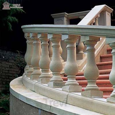 China Vivid Customized Modern Outdoor Villa Or Hotel Baluster Staircase White Marble Railings for sale