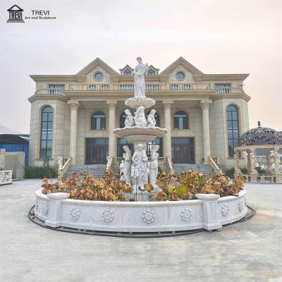 China Customized Modern Art Carving Garden Stone Marble Figure Statue Water Fountain For Outdoor for sale