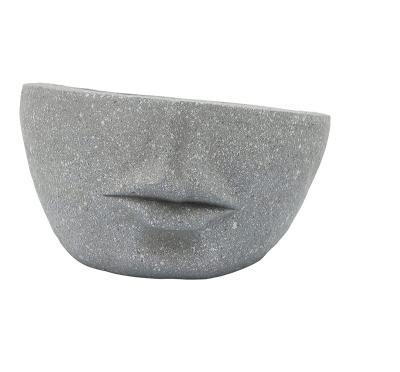 China Half Shaped Irregular Shaped Flower Pot Fiberglass Flower Pot Creative Human Face Human Face Garden For Indoor And Outdoor for sale