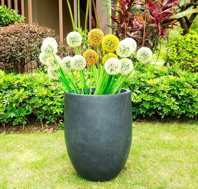 China Extra Large Lightweight Round Concrete Outdoor Garden Fiberglass Flower Pot Plant Pots for sale