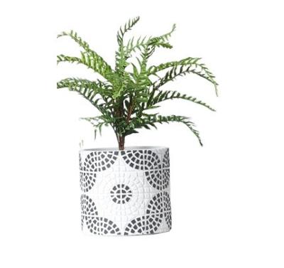 China 100% Handmade Geometry Diamond Patterned Cylinder Cement Pots With Drain Hole Concrete Pot Or Wax Candle Storage for sale