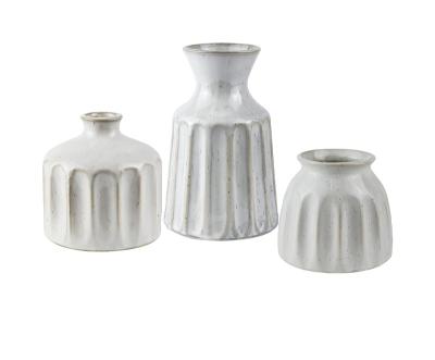 China Ceramic Vases Vintage Ware Flower Vase Distressed White Ceramic Vases Modern Boho Design For Shelf Table Display for sale