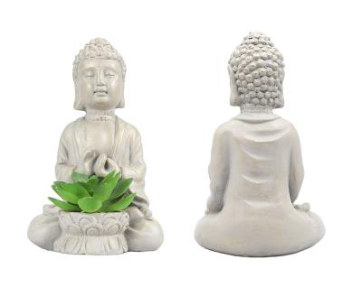 China Art Decor Harmony Buddha Statue Small Zen Decoration Cement for Artificial Succulents Buddha Office Decor for sale