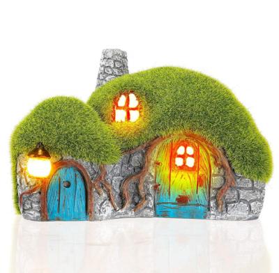 China Worlwide Amazon Best Seller Assembled Fairy Garden House Statue Garden Gnome Statue Cottage Resin For Outdoor Patio Yard Decorations for sale