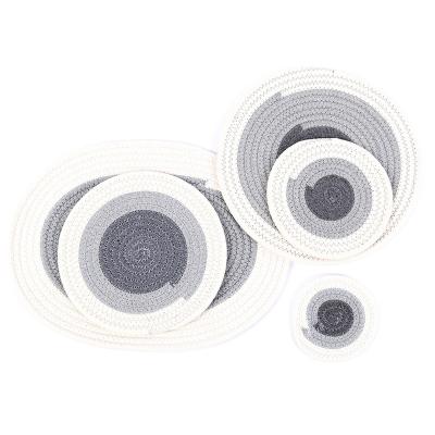 China Household Sustainable Cotton Placemats Oval Place Mat Dining Insulation Pot Mat Cloth Coaster for sale