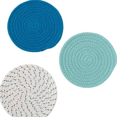 China Factory direct sales viable three-piece cotton rope place mat heat insulation thickened pots rolls anti-scalding mats table mats for sale