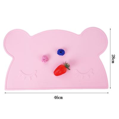 China New viable nersion Ins Nordic style non slip small bear shape baby kids silicone heat resistant place mat for sale