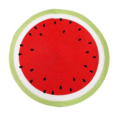 China Viable Round Contrasting Colors Table Mat Oil Proof Place Mat PP Woven Insulation Pad Coaster for sale