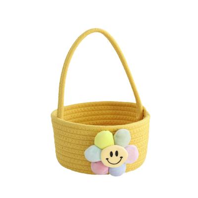 China Factory Direct Supply Viable Portable Round Woven Baby Cotton Rope Diaper Storage Laundry Basket For Home for sale