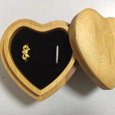 China China Antique Small Heart Wood Craft Shape Wedding Engagement Ring Jewelry Gift Box With Custom Shape for sale