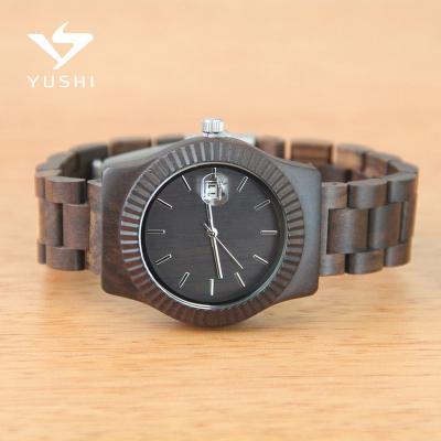 China Black Waterproof Wooden Water Resistant Fashion Quartz OEM Watch Custom Your Logo With Japan Calendar And Movement for sale