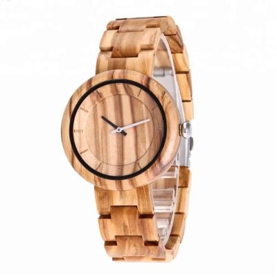 China Water Resistant Natural Olive Wooden Watch Handmade 100% Natural Eco-Friendly Unisex for sale