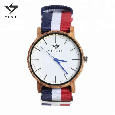 China Water Resistant Logo Quartz Wood Watch Custom Crafted Handmade With Removable Nylon Band Strap for sale