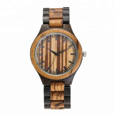 China Wholesale Custom Logo Unisex Handmade Inner Zebrawood Wood Watch Water Resistant for sale