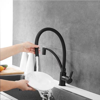 China Thermostatic Faucets Black Paint Arc Silicone Multi Style Brass Tube Top With Sprayer Single Handle Pull Down Kitchen Sink Faucet for sale