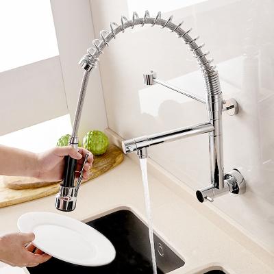 China Modern Horizontal Two Taps LED Brass Thermostatic Light Chrome Spring Two Handles Kitchen Sink Faucets for sale