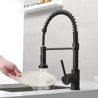 China Modern Spray OEM Acceptable Deck Mounted Three Way Kitchen Sink Mixer Tap Flexible Pull Out Spring Kitchen Faucets for sale