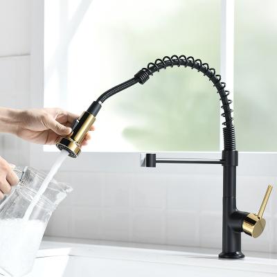 China Thermostatic Modern Faucets Factory Outlet Porcelain Black Spring Kitchen Faucet With Single Handle One Hole for sale