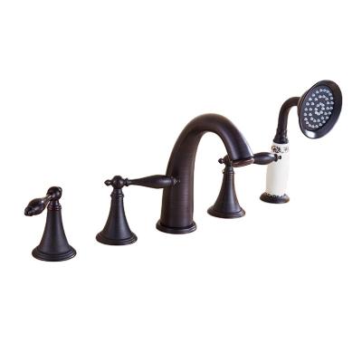 China Newest Retro Faucets Design Dual Lever Split High End Metered Handed Lavatory Faucet for sale