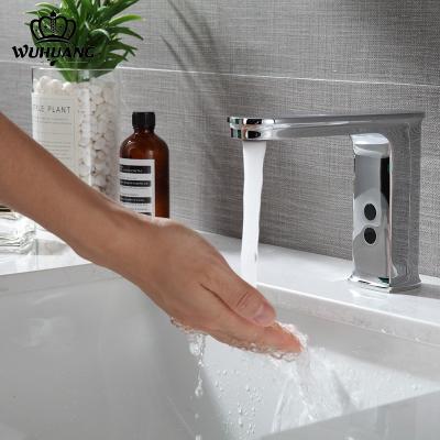 China Smart Automatic Line Water-saving Kitchen Bathroom Faucets Basin Sense Taps Sensor Taps No Handle Chrome Brass Deck Mounted for sale