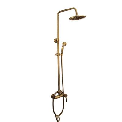 China Without Slide Bar Luxury Antique Brass Bathroom Rainfall Shower Set With Single Handle for sale