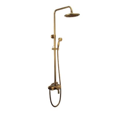 China Without Rainfall Brass Luxury Single Handle Antique Slide Bar Bathroom Shower Set With Cold And Hot Water for sale