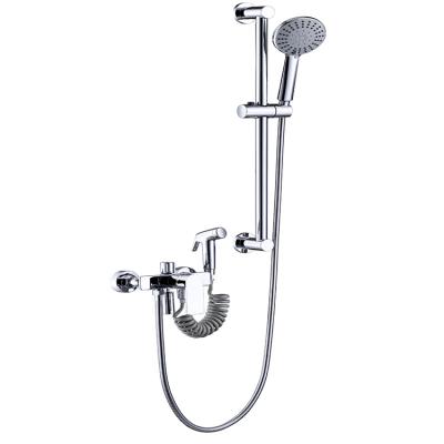 China With Sliding Bar Rain Handle Double Shower Head High Pressure Shower Faucet In-Wall Bath Shower Set for sale