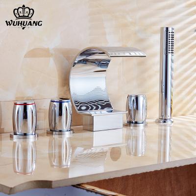 China Newest Design Slide Bar Good Quality Waterfall Bathroom Luxury Floorless Bathtub Faucet for sale