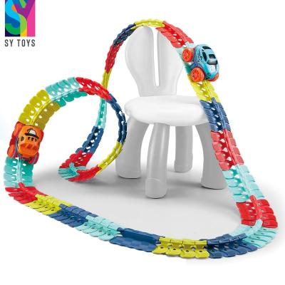 China Slot Toy SY Flexibility Track Set Kids Race Car Diy Slot Track Train Toy Changeable Track Assembling Race Railway Car for sale