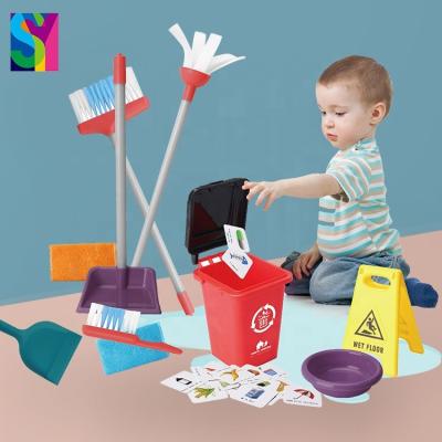 China Clean Toy SY 14pcs Simulation Kids Children Set Pretend Play Kitchen Sanitary Ware Set Cleaning Toy for sale