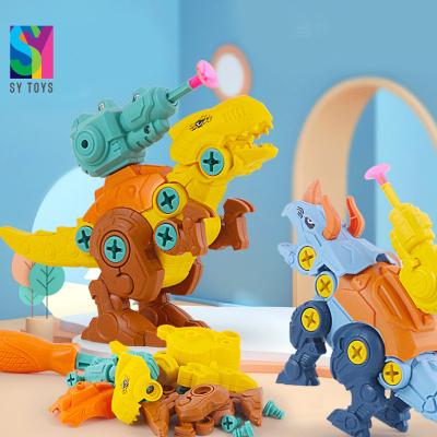 China Assemble dinosaur SY educational manual ejection shooting screw diy model toys assemble dinosaur for sale