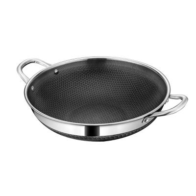 China Sustainable hot sales 3 ply high quality SUS 304 stainless steel non stick wok with coating for sale