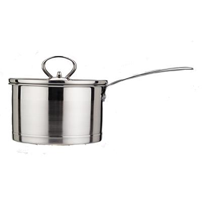 China Induction Bottom 304 Stainless Steel Sustainable Sauce Pan Milk Pot With Glass Lid for sale