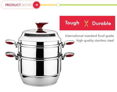 China Sustainable Modern Style Stainless Steel Cookware Cooking Steam Pot Stock Pot With Double Layer for sale