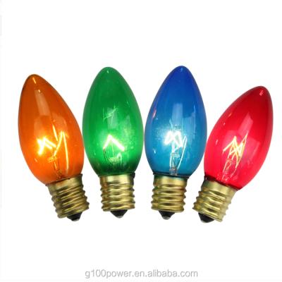 China Glass C9 Light Bulbs For Xmas Classic Antique Multi Color C9 Clear Incandescent Bulbs For Outdoor Holiday Night Lights for sale