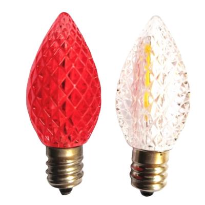 China LED Filament C7 Christmas Bulb Cool White Warm White C7 LED Faceted Red Christmas Bulbs Holiday Lighting Display Decoration for sale