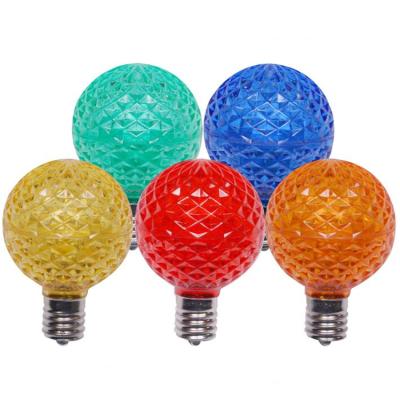 China Indoor& Outdoor Decorative LED G40 Faceted Globe Plastic Bulb Various Colored for sale