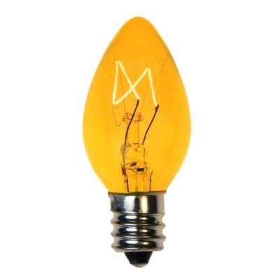 China C7 Christmas Soft Finish Clear Yellow Incandescent Replacement Light Bulb 5 Watt 130 Volt Rated for sale