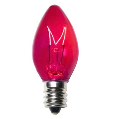 China TraditionalTransparent Smooth Finished C7 Pink Christmas Incandescent Light Bulb 5 Watt 130V 60HZ for sale