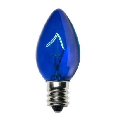 China Smooth Finish Vintage Christmas C7 Clear Blue Incandescent Light Bulb 5 Watt 130V 60HZ for sale