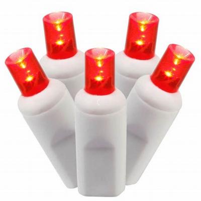 China Commercial Grade Wide Angle 100 Wide Angle LED Christmas Light Set 50' Long White Wire Red for sale