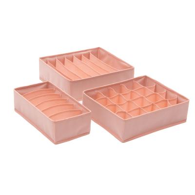 China Three-Piece Cabinet 3PCS Drawer Organizer Divider Storage Box Viable Foldable Bra Sock Underwear Storage Box for sale