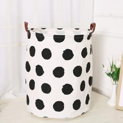 China Home Organizer Laundry Storage Basket Large Laundry Basket Canvas Round Waterproof Folding Minimalist Basket for sale