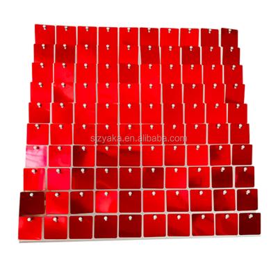 China Flash For Wall Decoration Mirror UK 8*8ft Wedding Wall Birthday Party Red Shimmer Sequin Panels for sale