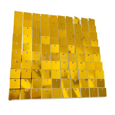 China Wall 8*8ft Instant Wedding Party Decoration Mirror Gold Shimmer Sequin Panels for sale