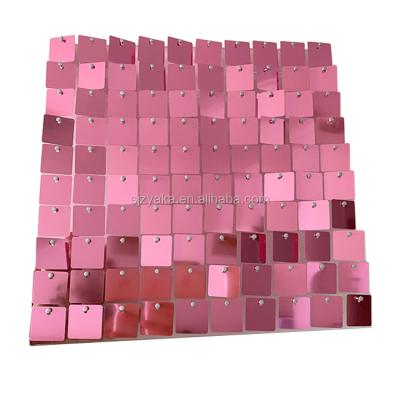 China Flash For USA Clear 50 Piece Panel Package Wedding Events Backdrop Pink Mirror Glitter Sequin Panels Wall for sale