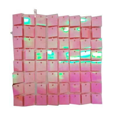 China Iridescent Light Pink China Glitter Panel Shimmer Panel Grid Wedding Backdrop Instant Decoration for sale