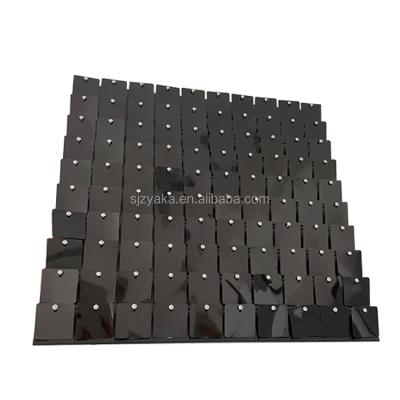 China Instant Hot Sales Wedding Party Events Backdrop Decoration Mirror Black Shimmer Sequin Panels Wall for sale